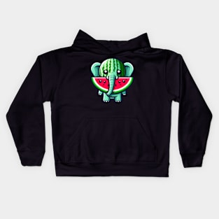 Sweet Serenity: Elephant Watermelon Wonderland Kids Hoodie